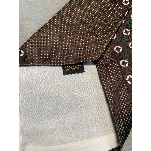 Vintage Morses Shopping Center Brown Geometric Polyester Mens Tie Necktie - Picture 3 of 5